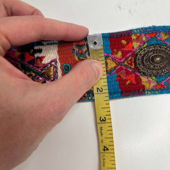 Chico\'s suede leather / embroidered belt Small wide southwestern boho chunky
